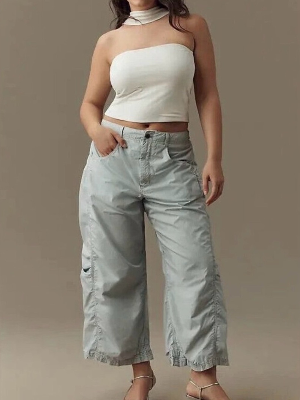 Anthropologie pilcro parachute curve barrel pants blue size 26